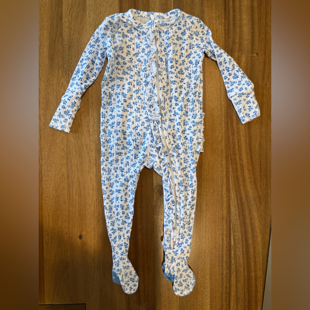 Posh Peanut footed onesie with ruffles